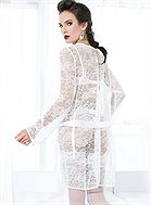 Romantic robe, stretch lace, long sleeves, flowers